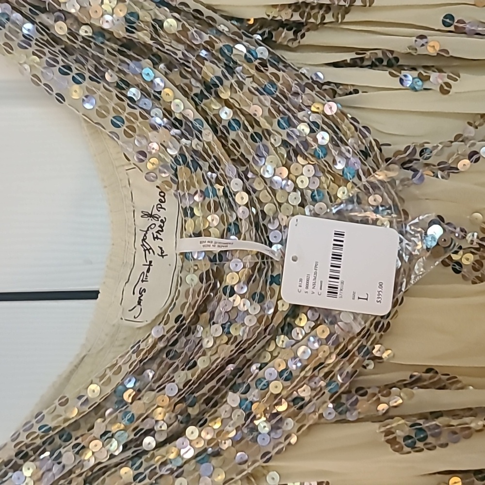 Jen's Pirate Booty Cream Maxi Skirt with Silver Sequin Embellishment - Picture 6 of 6